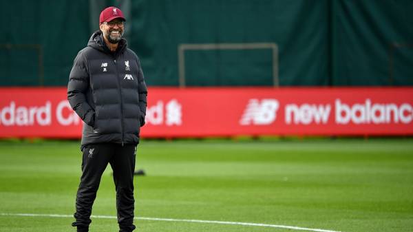 Liverpool's German manager Jurgen Klopp reacts during a team training session at Melwood in Liverpool, north west England on October 22, 2019, on the eve of their UEFA Champions League Group E football match against Genk. (Photo by Paul ELLIS / AFP) (Photo by PAUL ELLIS/AFP via Getty Images)