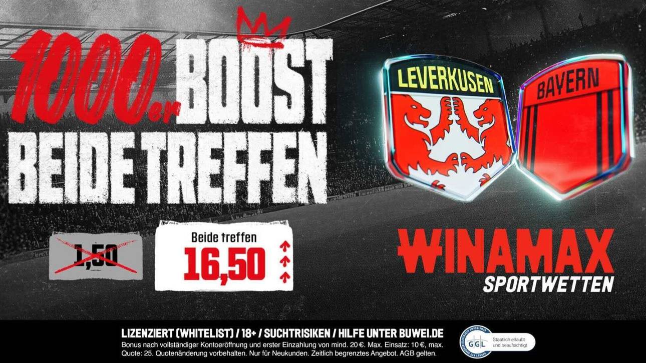 Leverkusen vs Bayern Quotenboost: Winamax erhöht die Bayern-Sieg-Quote auf 16,50!