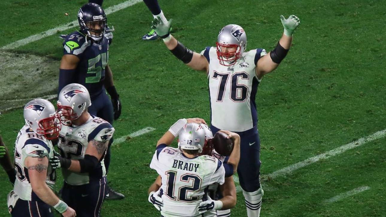 Sebastian Vollmer (76, Patriots) jubelt nach dem Sieg im Super Bowl XLIX