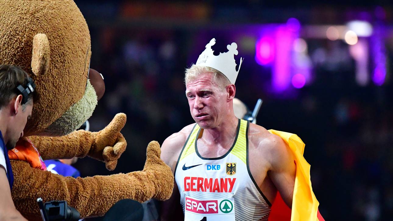 Arthur Abele war nach seinem Sieg im Zehnkampf gerührt