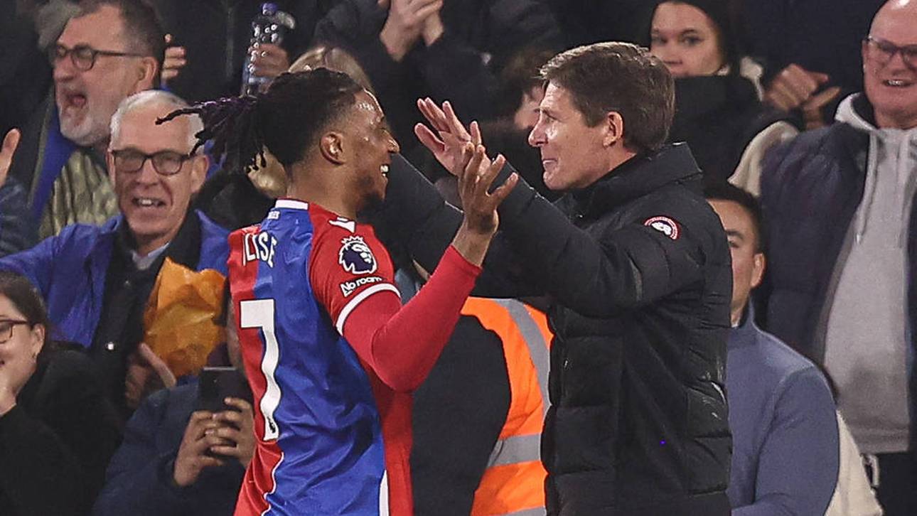 Oliver Glasner und Michael Olise während gemeinsamen Zeiten bei Crystal Palace