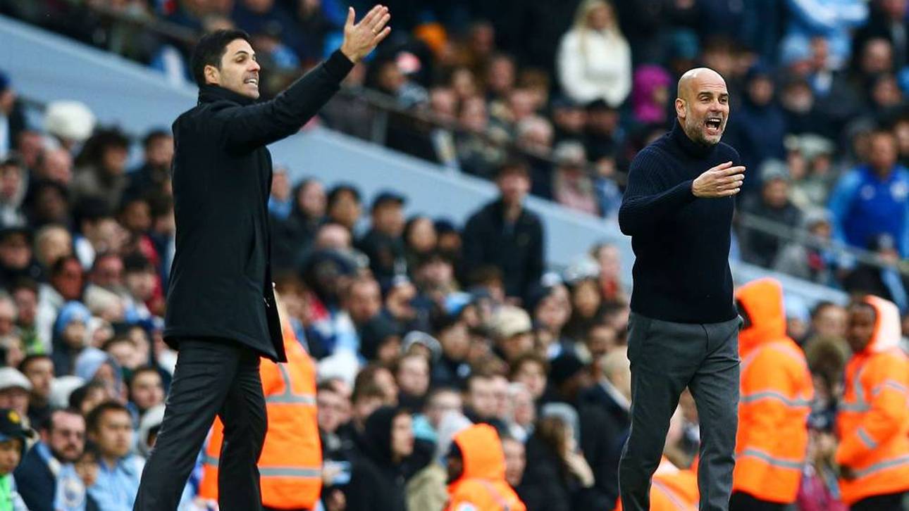 Arteta (l.) und Guardiola beim letzten Aufeinandertreffen im März