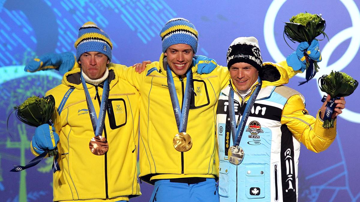 Tobias Angerer gewann bei den Olympischen Spielen 2010 in Vancouver Bronze im Skiathlon hinter den Schweden Johan Olsson und Marcus Hellner