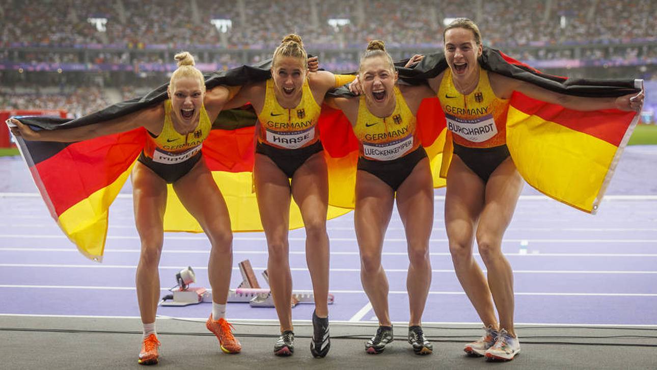 Die deutsche Sprintstafel mit Lisa Mayer (l.)