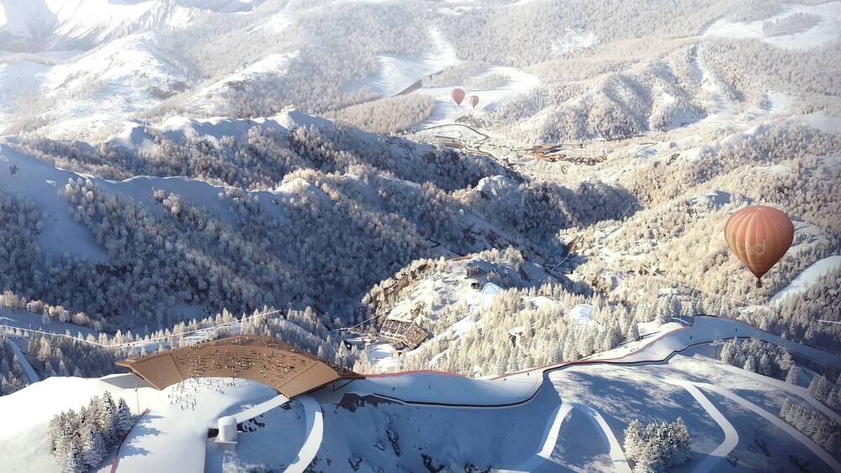 Eine Animation der alpinen Ski-Strecken bei den Olympischen Spielen 2022 in Peking