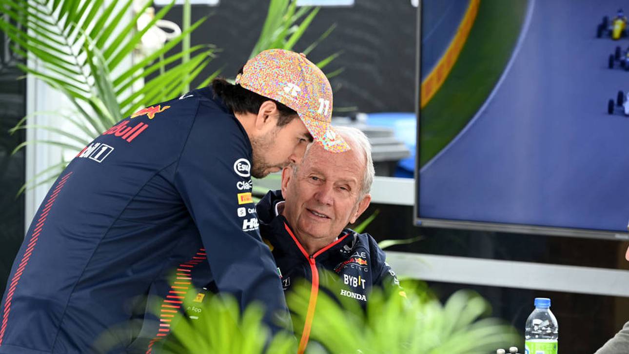 Dr. Helmut Marko (r.) spricht über Sergio Perez und AlphaTauri