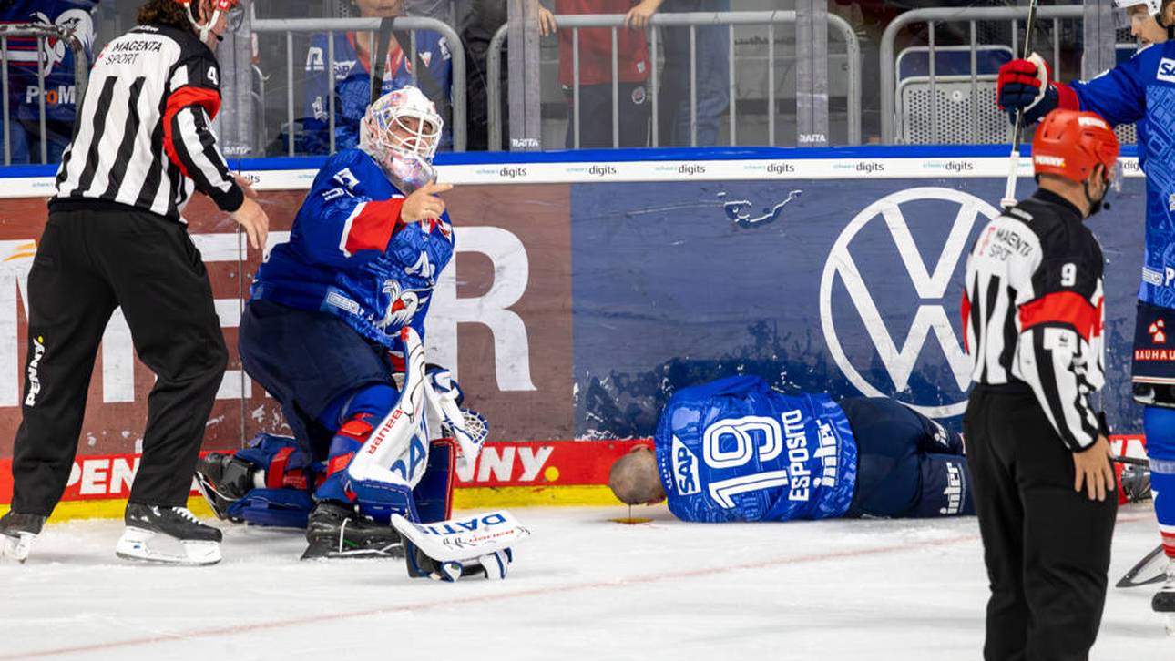 Der Mannheimer Luke Esposito musste nach einem brutalen Check abtransportiert werden