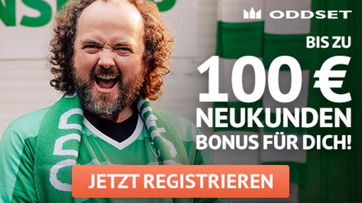 Bei ODDSET erhalten Neukunden einen Bonus von bis zu 100€.