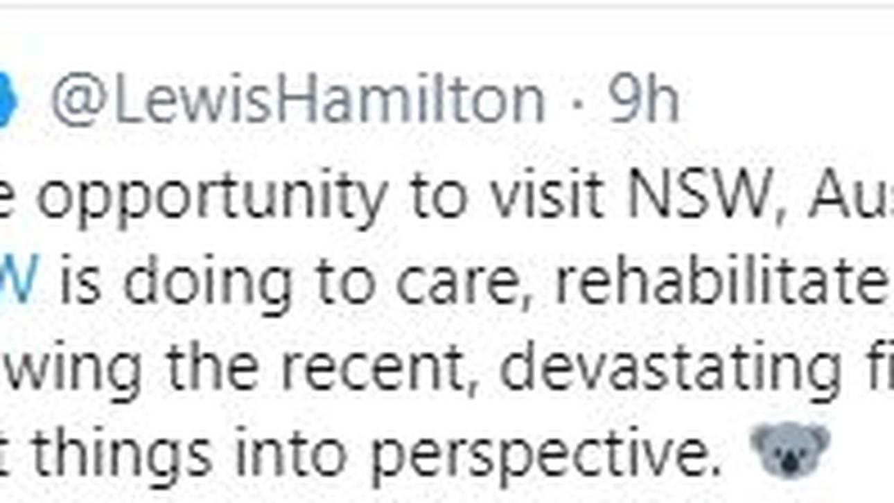 Auf Twitter berichtet Hamilton von seiner Reise nach Australien