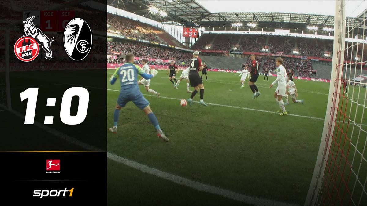 Der 1.FC Köln gewinnt knapp mit 1:0 gegen den SC Freiburg. Die spielentscheidende Szene ereignet sich in der 50. Minute, als der vermeintliche Ausgleich der Breisgauer wegen Abseits annuliert wird.