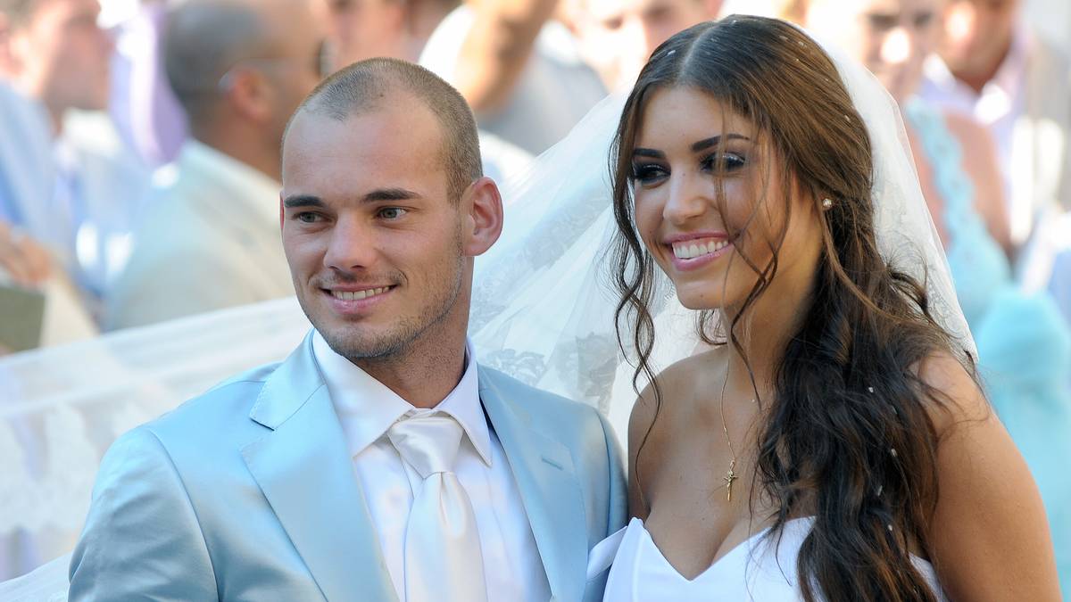 Wesley Sneijder und Yolantha Cabau bei ihrer Hochzeit