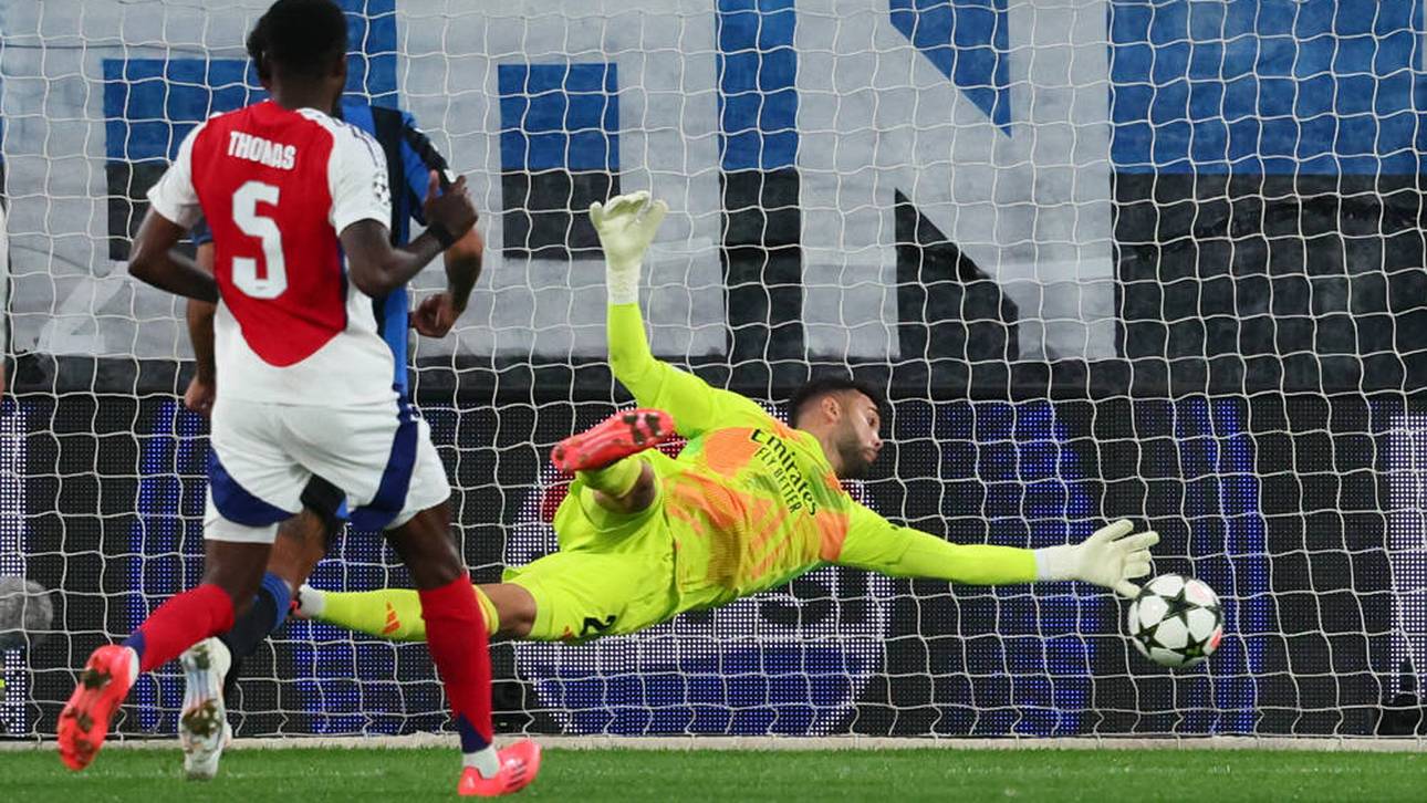 Arsenal-Keeper David Raya zeigte in der Champions League gegen Atalanta Bergamo eine irre Doppel-Parade