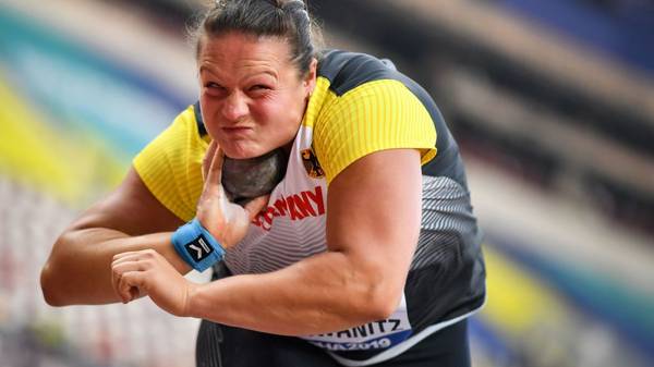 Germany's Christina Schwanitz competes in the Women's Shot Put heats at the 2019 IAAF Athletics World Championships at the Khalifa International stadium in Doha on October 2, 2019. (Photo by ANDREJ ISAKOVIC / AFP) (Photo by ANDREJ ISAKOVIC/AFP via Getty Images)
