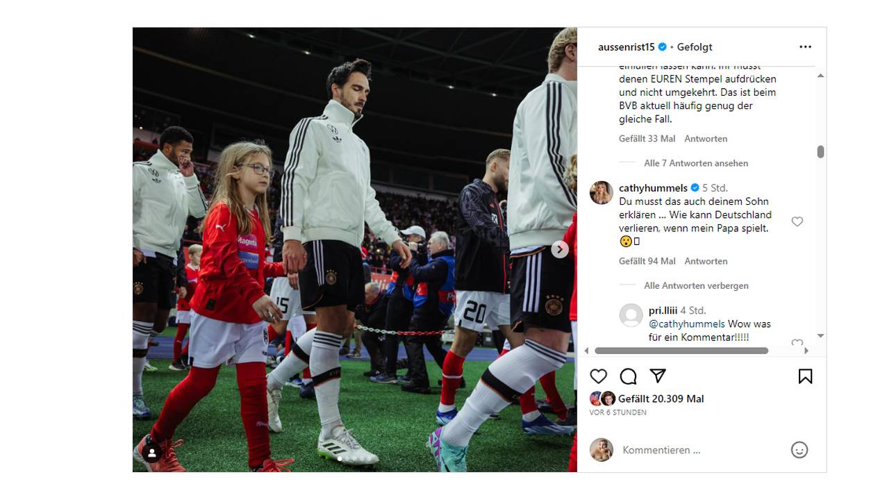 Die Reaktion von Cathy Hummels auf den Post ihres Ex-Manns mats Hummels gefiel nicht jedem 