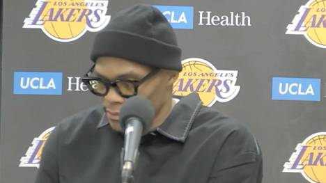 Russell Westbrook war nach der 99:104-Pleite seiner Los Angeles Lakers bei den Memphis Grizzlies kein Mann der vielen Worte. Auf der PK nach dem Spiel gab sich der Star sehr einsilbig.