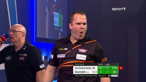 Dirk van Duijvenbode packt in den entscheidenden Situationen sein bestes Darts aus. Ein 170er-Finish bringt die Wende und am Ende den Sieg im Decider.