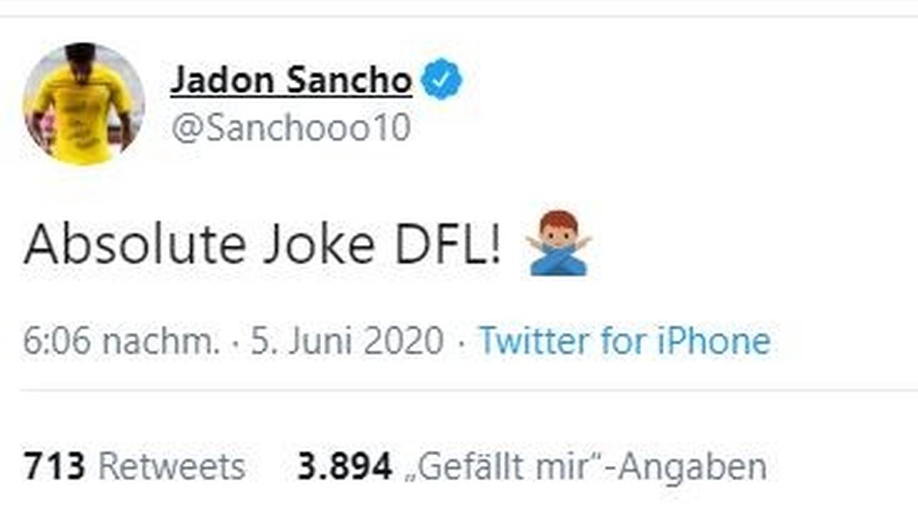 Jadon Sancho reagierte ungehalten auf die DFL-Strafe.