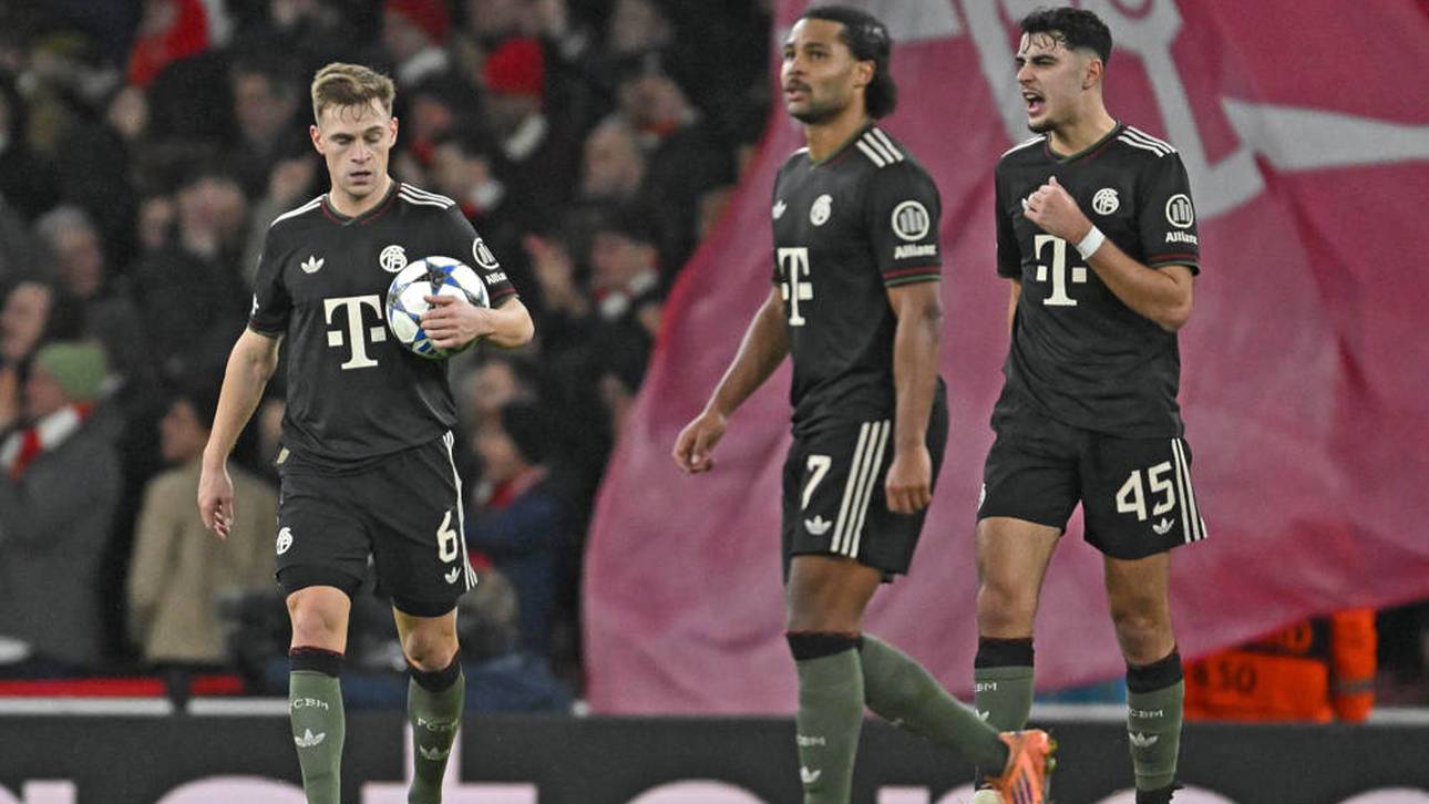 Enttäuschung bei Joshua Kimmich, Serge Gnabry und Aleksandar Pavlovic (v.l.)