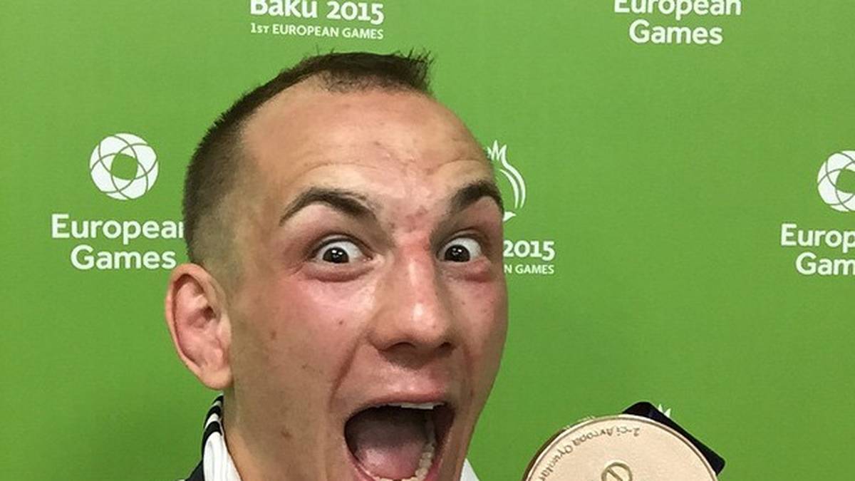 Auch Frank Stäbler beißt gleich richtig zu. In der Klasse bis 71. Kilo holt der Ringer das erste deutsche Edelmetall bei den neu geschaffenen Europaspielen überhaupt.