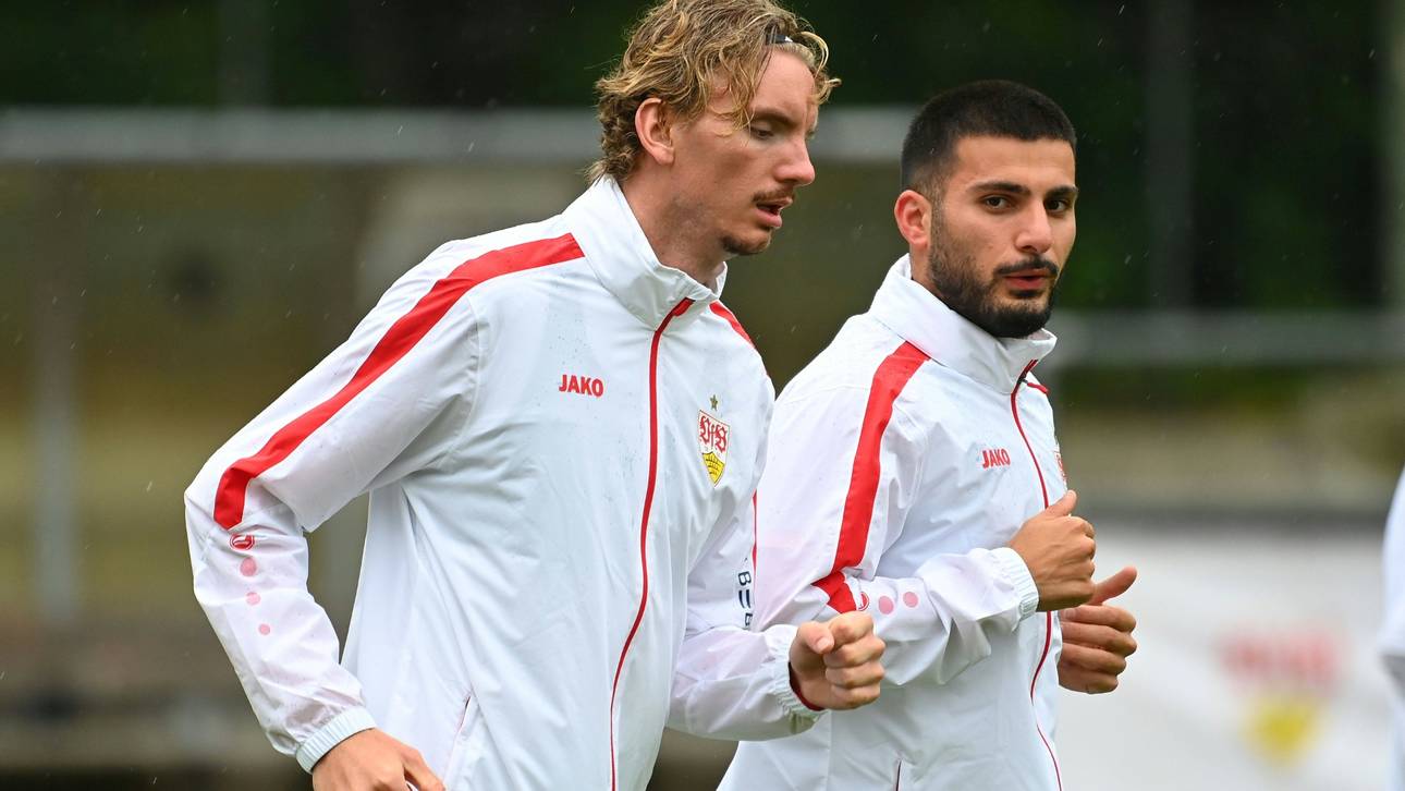 Woltemade (l.) und Undav im Trainingslager