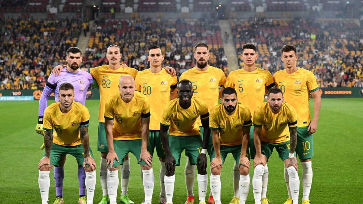 Australiens Teamfoto im Heimtrikot