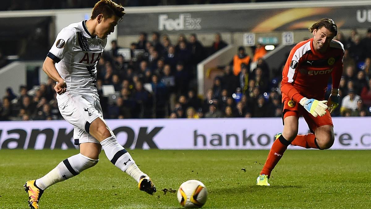 Den Ehrentreffer für Tottenham Hotspur darf ein Ex-Bundesligaspieler erzielen: Son Heung-min. Nach einem schlimmen Fehlpass von Neven Subotic umkurvt er Roman Weidenfeller und schiebt zum 1:2 ein