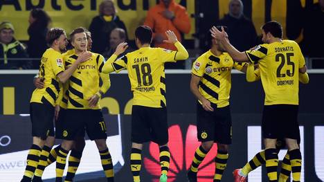 Borussia Dortmund jubelt im Spiel gegen den 1. FSV Mainz 05