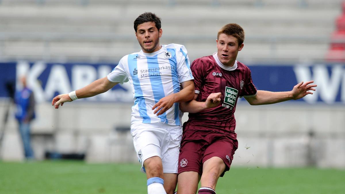 Bei den Pfälzern bilden DOMINIQUE HEINTZ (r.) und Willi Orban die Innenverteidigung,. Trotzdem gelingt dem TSV 1860 München im Halbfinale ein Tor, welches KEVIN VOLLAND (l.) auflegt 