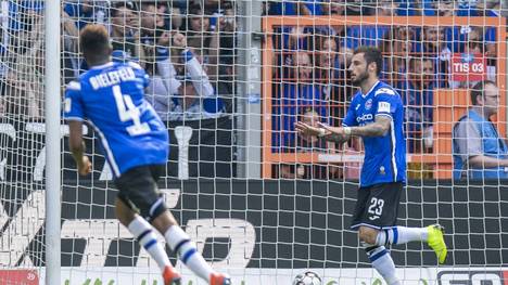 Jonathan Clauss (r.) sorgte für den Sieg von Arminia Bielefeld gegen Holstein Kiel