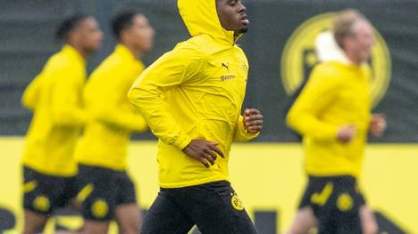 Jamie Gittens am Dienstag beim Training in Dortmund