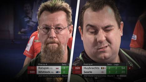 Simon Whitlock und Kim Huybrechts sind bei der Darts-WM 2021 ausgeschieden. Simon Whitlock ist gegen Krzysztof Ratajski chancenlos, Huybrechts scheitert an Ryan Searle.