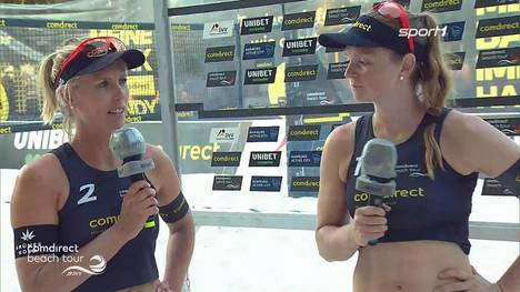 Karla Borger und Julia Sude äußern nach ihrem Sieg im Viertelfiale des Top Teams Turniers sehr deutliche Kritik am Schiedsrichter.