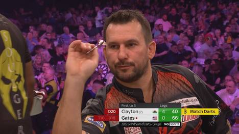 Jonny Clayton schlägt im ersten Gruppenspiel des Grand Slam of Darts Leonard Gates mit 5:0.