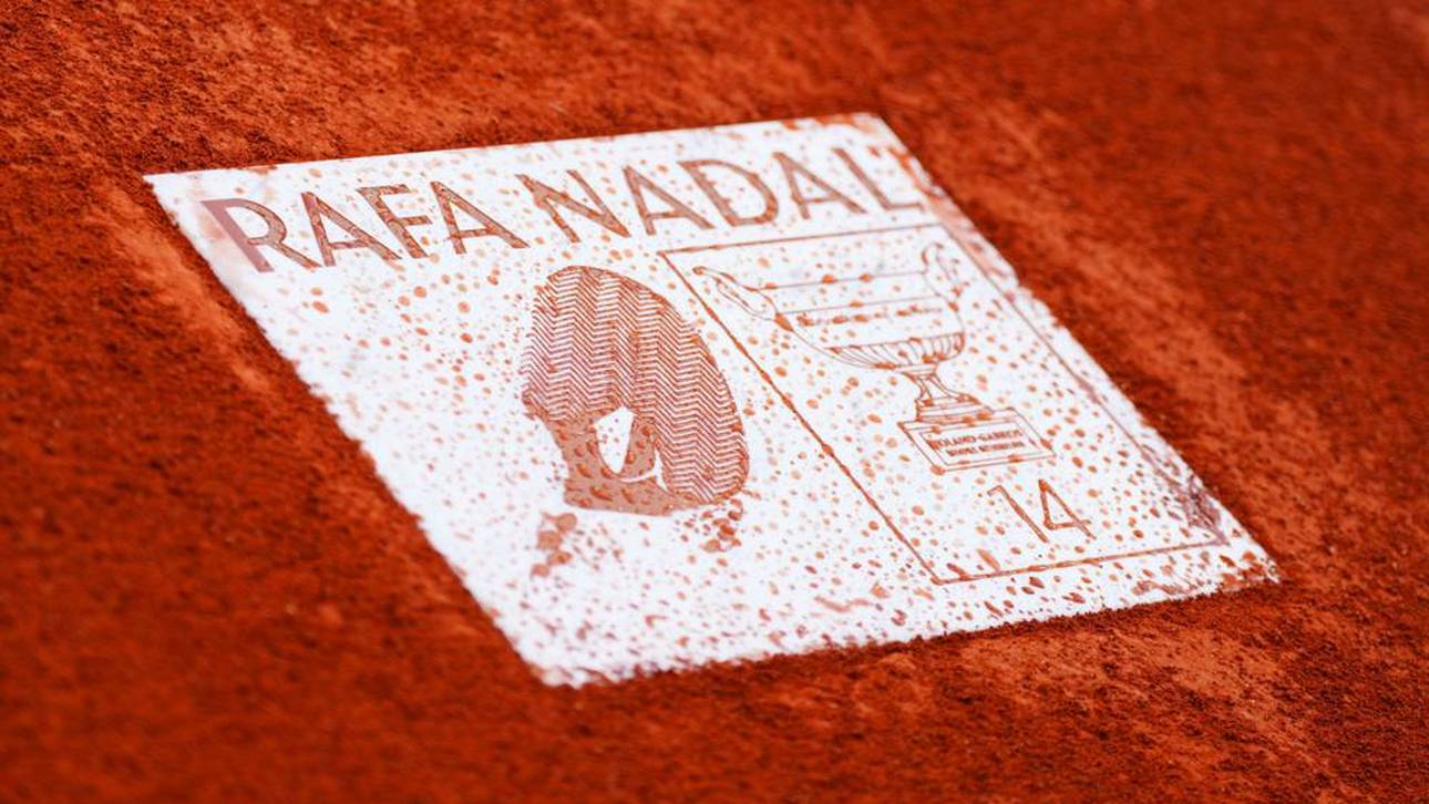 Der Fußabdruck von Rafael Nadal im Philippe Chatrier verewigt