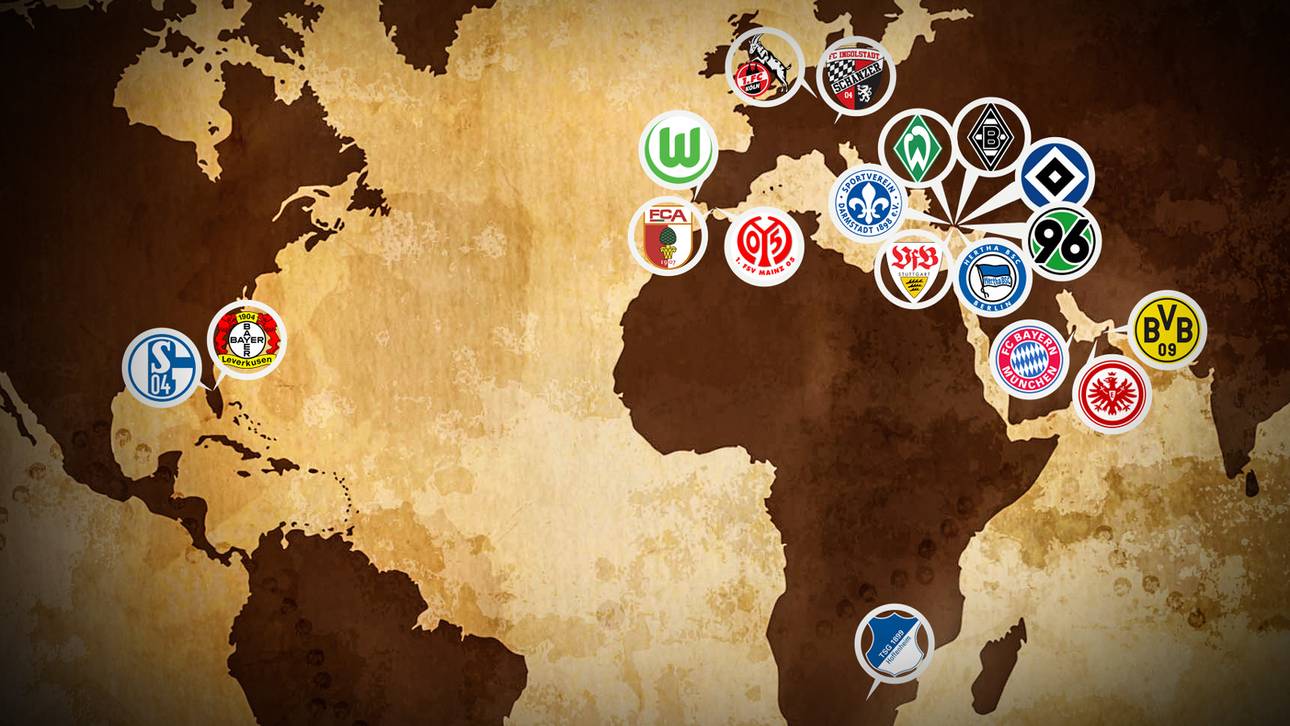 Karte mit Standorten der Trainingslager der Bundesligisten