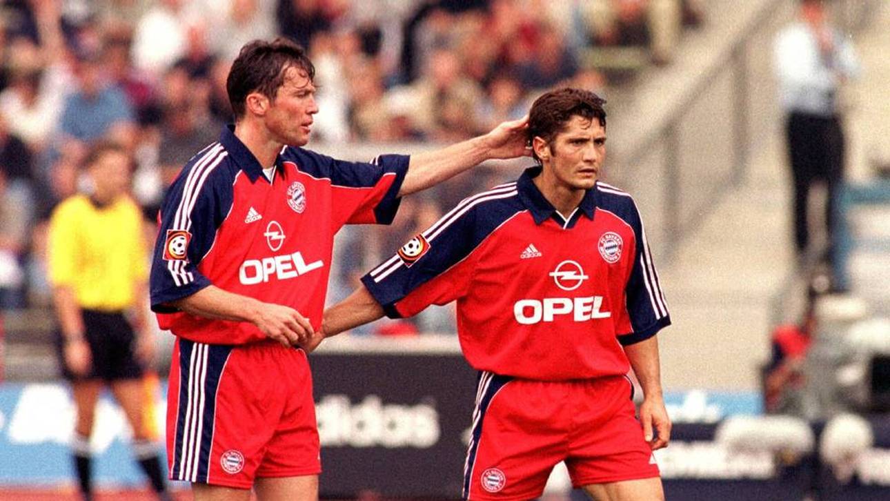 Lothar Matthäus (l.) und Bixente Lizarazu gewinnen 2000 mit FC Bayern das Double (Archivfoto)