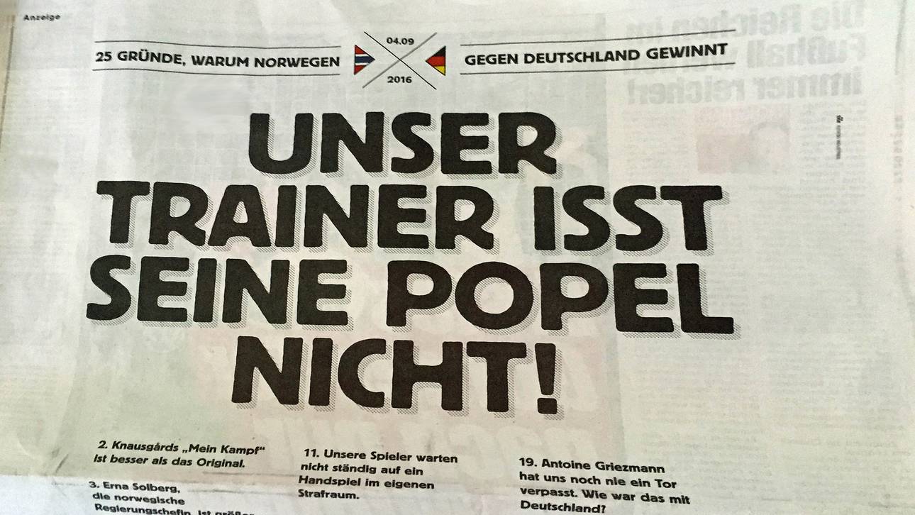 Per Anzeige: Norweger verhöhnen Löw