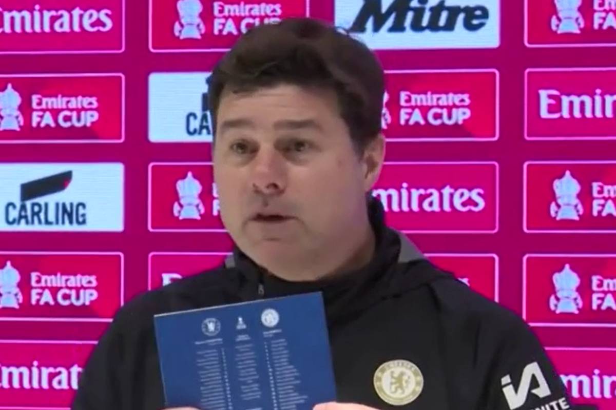 Nach dem Einzug ins Halbfinale des FA Cups erklärte Trainer Mauricio Pochettino den anwesenden Journalisten ausführlich, warum Chelsea derzeit so einen großen Kader hat - gar mit einer Anschauungstafel.