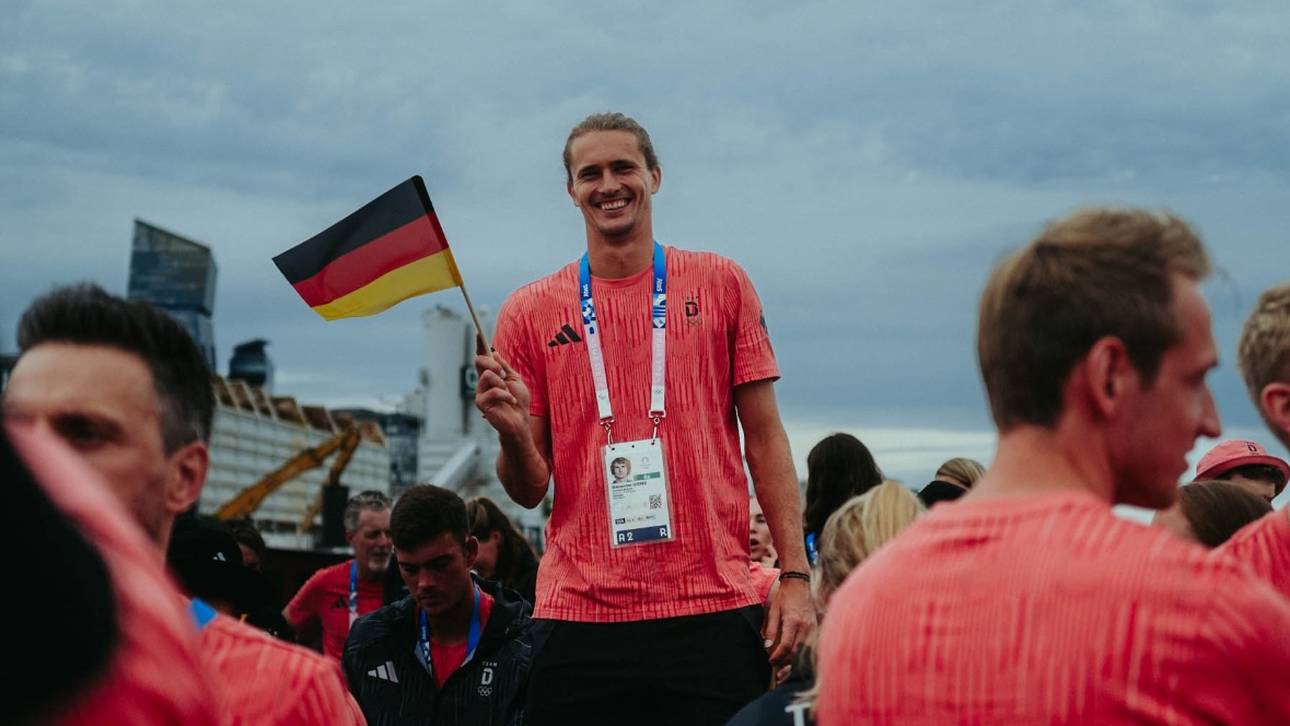 Alexander Zverev mit einer kleinen deutschen Fahne