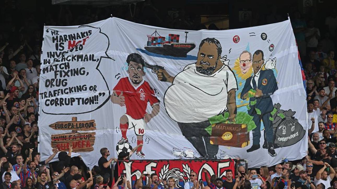Der Grund der Klage: Das Banner der Crystal-Palace-Fans gegen Marinakis