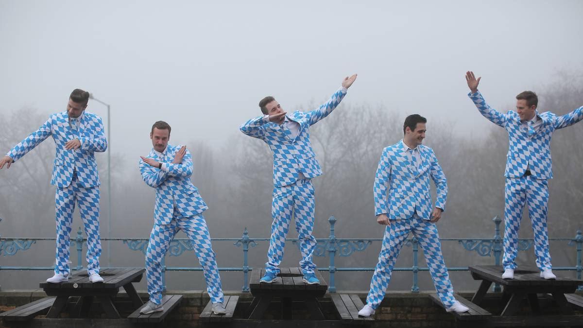 Der Ally Pally ist in den letzten Turniertagen fest in deutscher Hand und das zeigen die Fans auch eindeutig. Dieses Quintett ist offensichtlich aus Bayern angereist