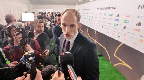 Englands Nationaltrainer Thomas Tuchel reagiert auf das hart Los bei der WM-Gruppe und spricht über seine erste WM-Auslosungsshow. 