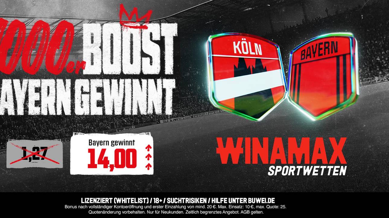 Köln vs Bayern Quotenboost: Winamax erhöht die Bayern-Sieg-Quote auf 14,00!