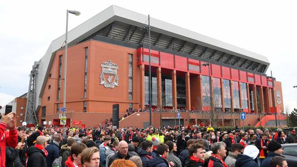 Der Blick auf das Anfield Stadium in Liverpool