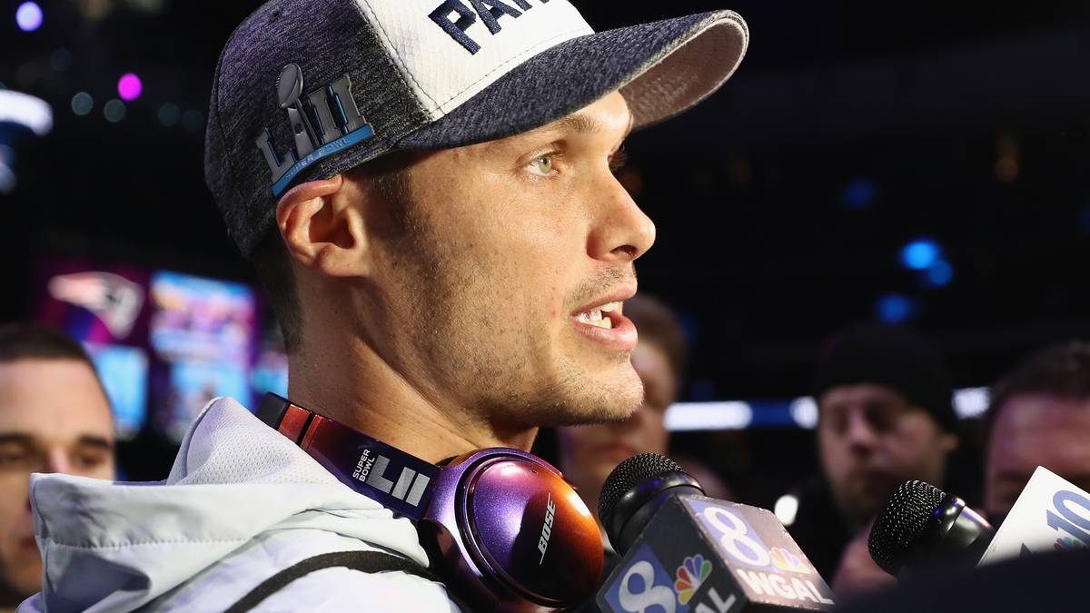 Bei den Patriots sprach neben Superstar Tom Brady auch Wide Receiver Chris Hogan mit der Presse