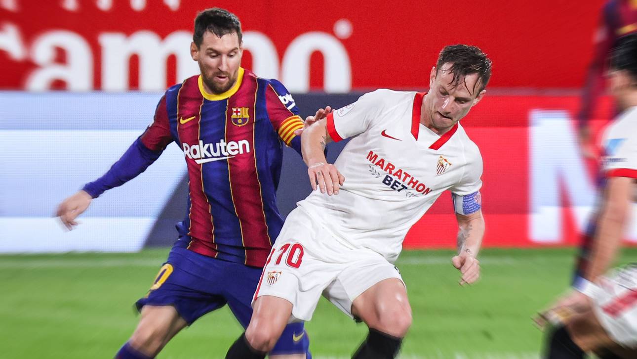 Ivan Rakitic und Lionel Messi (l.) spielten von 2014 bis 2020 beim FC Barcelona zusammen