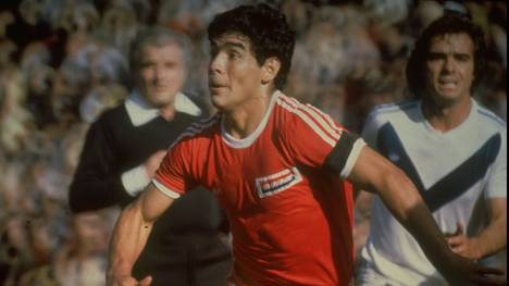 Undated:  Diego Maradona (centre) of Argentina in action during a match for Argentinos Juniors in Argentina
