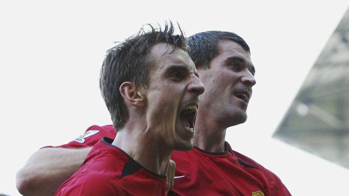 Gary Neville (l.) und Roy Keane spielten zwölf Jahre lang gemeinsam für Manchester United