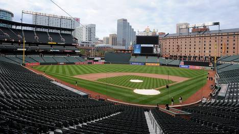 Der Oriole Park at Camden Yards in Baltimore am Tag der Absage Chicago White Sox v Baltimore Orioles