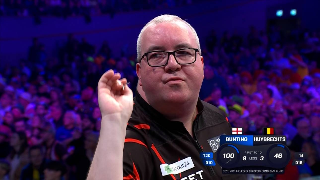 Bunting lässt fünf Matchdarts liegen